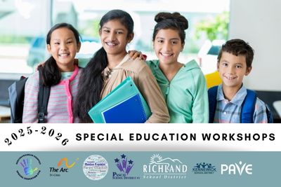 Smiling Students with the title Special Education Workshops