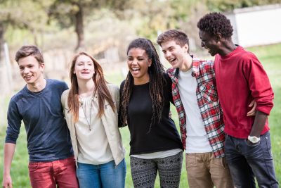 Diverse group of friends smiling together